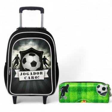 Imagem de Mochila De Rodinha Escolar Masculina Infantil Menino +estojo - Futebol