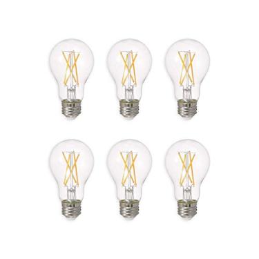 Imagem de Lâmpada LED TruWave Série Natural SYLVANIA, Equivalente a 60W, Eficiente 8W A19, Base Média, Regulável, 800 Lúmens, 2700K, Branco Suave, Transparente - 6 Unidades (pacote com 1) (40806)