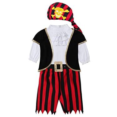 Imagem de COSLAND 5 peças de fantasia de pirata para bebês e meninos, algodão, roupa de Halloween, 3 meses a 4 anos, Preto, 18-24 Meses