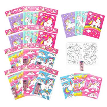 Imagem de Tiny Mills Livros de colorir de unicórnio para crianças com 12 livros de colorir e 48 giz de cera, lembrancinhas de festa de unicórnio, enchimento de saco de brinde de unicórnio, artigos de festa de unicórnio, prêmios de recompensa 2