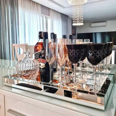 Imagem de Bandeja Espelhada Bar Sala Decorativa Tamanho 30x50 Cm - DIVINNI, Prat