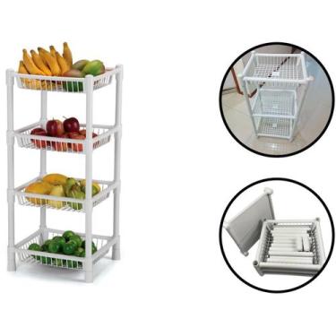 Imagem de Fruteira De Chão 4 Andares Cestos Organizadores Frutas Verduras Legume