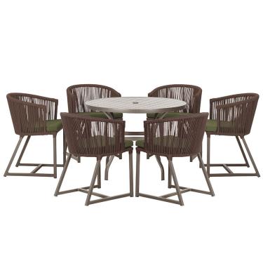 Imagem de Mesa com 6 Cadeiras de Jantar Roma 120cm e Noronha em Alumínio