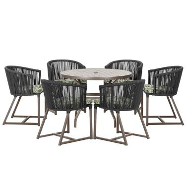 Imagem de Mesa com 6 Cadeiras de Jantar Roma 120cm e Noronha em Alumínio