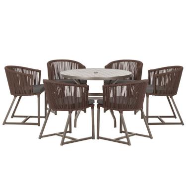 Imagem de Mesa com 6 Cadeiras de Jantar Roma 120cm e Noronha em Alumínio