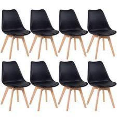 Imagem de Kit C/ 8 Cadeiras Leda ? Charles Eames Saarinen Wood Preta