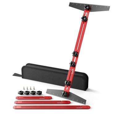 Imagem de Ferramenta de Modelo de Banda de de Liga de Alumínio Com Estojo para Partições de Riser Auto -corte Drywall, Medição de Superfície Múltipla de Medição de Medição de Gabarito