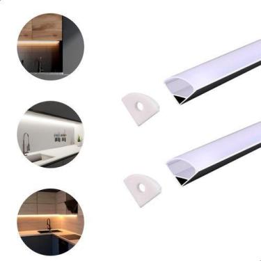 Imagem de Perfil De Led Sobrepor Canto 3m Completo Para Fita De Led - VLED, Pret