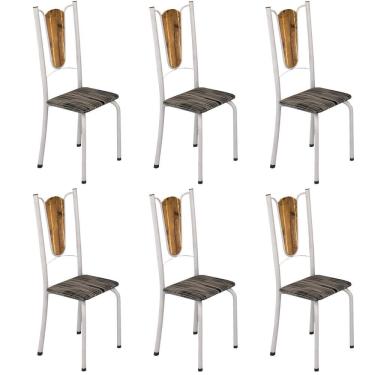 Imagem de Kit 6 Cadeiras Tubulares Júlia Soma Móveis Pérola/riscas