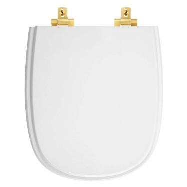 Imagem de Assento Sanitário Laqueado Soft Close Sabatini Branco Para Vaso Icasa Com Ferragem Dourada