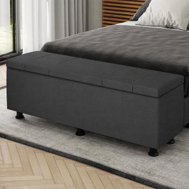 Imagem de Baú Sapateira Estofada Casal Queen Size 160 Cm Venus Veludo Skybox Preto