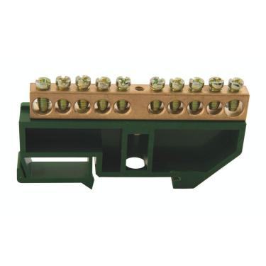 Imagem de Barramento Terra Din 10 Ligações Tramontina Com Suporte Verde Tramontina