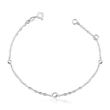 Imagem de Tornozeleira Bolas 3mm 4mm Prata925 - 25cm