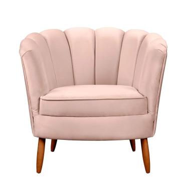 Imagem de Poltrona Ariel Petala Decorativa Com Pés De Madeira Star Confort Rose