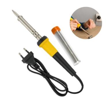 Imagem de Kit ferro de solda Soldador 110v 30w com estanho resistente - JN ECOME