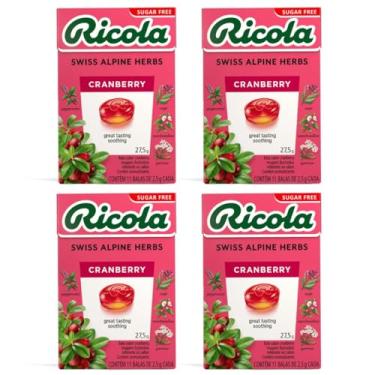 Imagem de Kit 4 Bala Importada Cranberry Ricola Zero Açúcar 28Gr Suíça