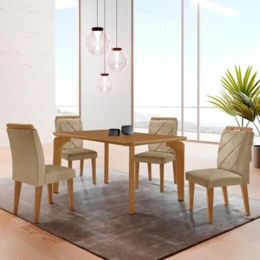 Imagem de Mesa de Jantar Liz 120cm MDF Canto copo e com 4 Cadeiras Melissa - Mod