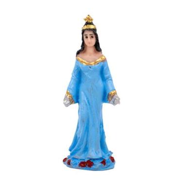 Imagem de Escultura Iemanjá Azul Clara 7,50 cm em Resina - Lua Mística - 100% Or