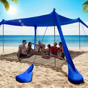 Imagem de besuhot Tenda De Praia Com Toldo 3 X Metros, Cobertura Sombra 8 Sacos Areia, Proteção Fps 50+, Ideal Para Acampamentos, Quintal, Pesca