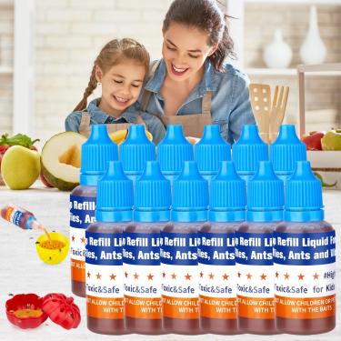 Imagem de Recarga de armadilha para moscas de frutas apenas líquido, garrafa de 19,3 g/ frasco, isca segura, armadilha interna pronta para usar, refil de isca eficaz para cozinha doméstica (pacote com 12)