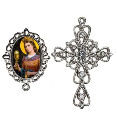 Imagem de Crucifixo Arabesco Terço de Noiva Relicario Santa Barbara Peças para M