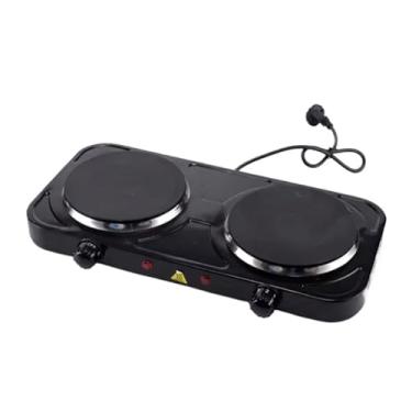 Imagem de Fogão Fogareiro 2 Bocas Elétrico Portátil Mesa Inox 2000W Potência Cooktop De Mesa(PRETO-110V)