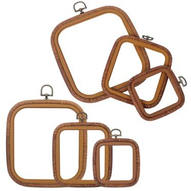Imagem de Zuaooz Conjunto De 6 Bastidor Bordado Quadrado - Aro Decorativo Para Ponto Cruz, Moldura Madeira Imitada Kits Circulares Costura Artesanal