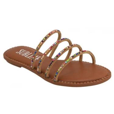 Imagem de Sandália Feminina Rasteira Strass Rasteirinha Confortável Elegante - S