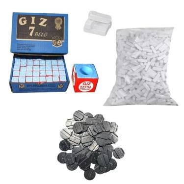 Imagem de Kit 1 Kg Giz Branco +144 Azul + 100 Ficha Fa Mesa Bar Sinuca - Tacolan
