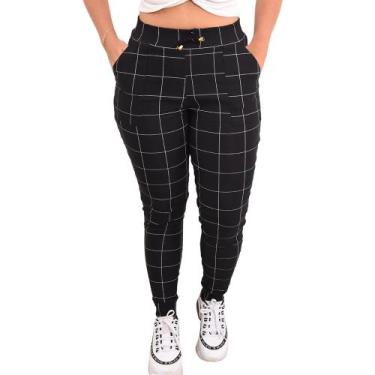Imagem de Calça Feminina Jogger Cintura Alta Cargo Envio Imediato Elastano Moda 