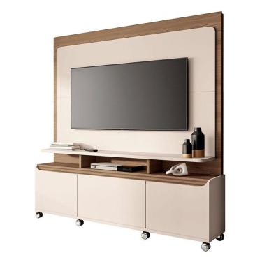 Imagem de Estante Home Theater Quantum Off White Castanho - Hb Móveis