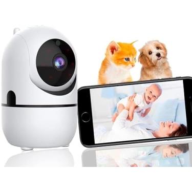 Imagem de Babá Eletrônica Camera IP WiFi Giratória 1080p Estilo Babá Eletrônica Pet Com Visão Noturna Alerta De Movimento Microfone Infravermelho Sem Fio com App Câmera Panorâmica Detecção de Movimento Premium