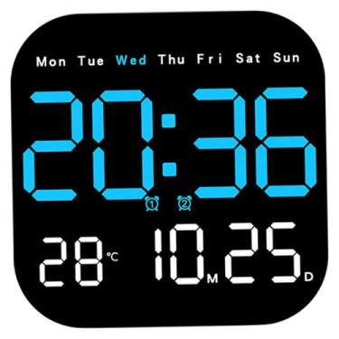 Imagem de Relógio digital de parede, relógio digital grande LED de 17,78 cm com controle remoto, data e dia da semana, ajuste de temperatura, regulagem automática ou brilho, operado por bateria para quarto