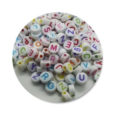 Imagem de Missanga Letras Redonda 7mm - Comercial Apetrechos, Branca Escrita Col