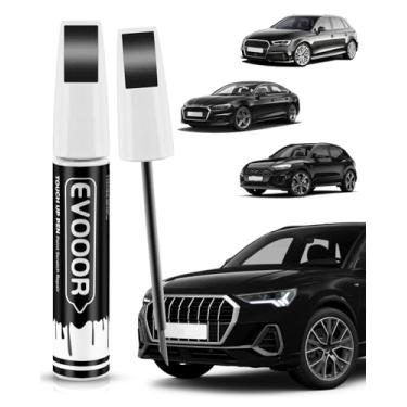 Imagem de EVOOOR Tinta de retoque compatível com Audi Exact Match 2 em 1 caneta de retoque para reparo de lascas e cortes (Mythos Black Metallic(LY9T/0E)) com 2 microaplicadores descartáveis