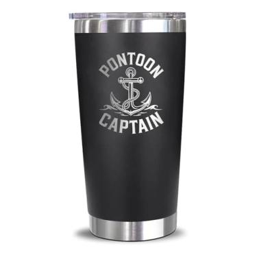 Imagem de Pontoon Captain Tumbler Gift - Caneca de viagem de aço inoxidável com design de âncora náutica para amantes de barcos, pescadores, homens e mulheres - Copo de barco engraçado com vida no lago para