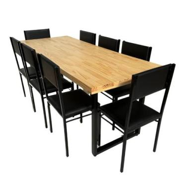 Imagem de Conjunto de Mesa Jantar Ibiza 200x80 com 8 cadeiras - DG Móveis - Reis