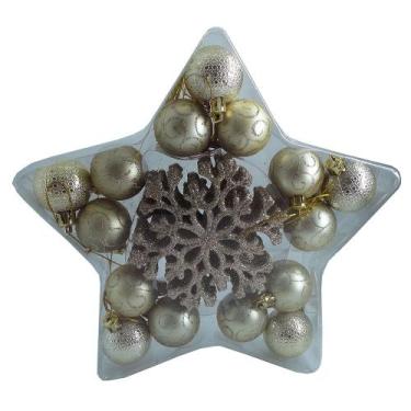 Imagem de Kit Natalino Bolas e Flocos 25pcs - Niazitex, Champanhe