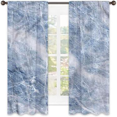 Imagem de Cortinas blecaute de mármore para quarto - Cortinas escurecidas com isolamento térmico para sala de estar, L 132 x C 239 cm