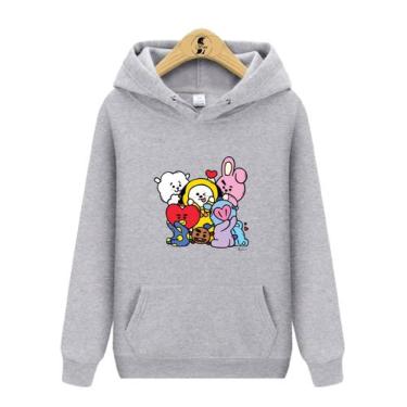 Imagem de Blusa de Moletom Canguru BTS Mascotes BT21 Kpop III - Wess Store, Cinz