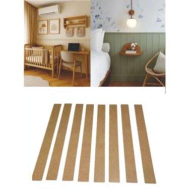 Imagem de Kit 45 un Ripas Cruas 90x5 MDF Madeira Ripado Shiplap Painel decoração