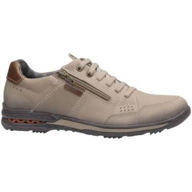 Imagem de Pegada Gold Amortech Sapatênis Masculino em Couro, Amortecedor, Areia 