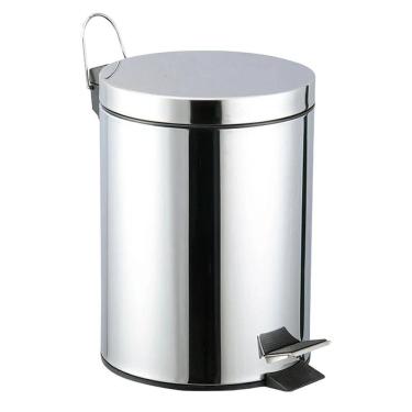 Imagem de Lixeira inox 5L com pedal antiderrapante, balde removível e alça. Ideal para banheiros, cozinhas e escritórios. Compacta, higiênica e moderna