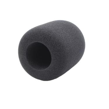 Imagem de Hxstaald Capas de microfone flocado espuma para-brisas de mão para microfone grandes filtros pop de espuma para entrevista de TV, rádio, microfones de transmissão de mídia (preto redondo)