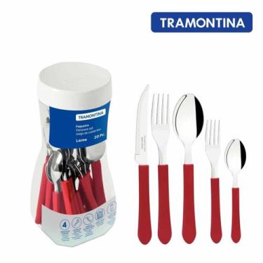 Imagem de Jogo de Talheres Tramontina Leme Faqueiro 20 pçs  Lâminas em Aço Inox 