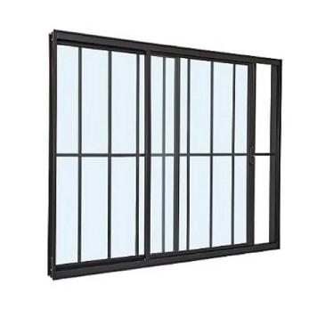 Imagem de Janela 2 Folhas Com Grade Preto 100x100 Linha 18 Esmeralda