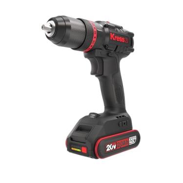 Imagem de Furadeira de Impacto Kress KUC30.1 20V Brushless | 60 Nm, Mandril 13 mm Metálico, 2 Velocidades, 2 Baterias 2.0Ah, 33.600 ipm, LED e Bolsa Nylon | Profissional Compacta