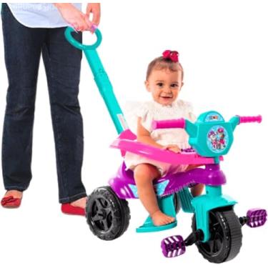 Imagem de Triciclo Carrinho de passeio Andador para Bebê Diversos Modelos Confortáveis Seguro com acessórios removiveis Cestinha Buzina presente criança 1 ano menino menina 12 meses (Carrinho de passeio Menina)