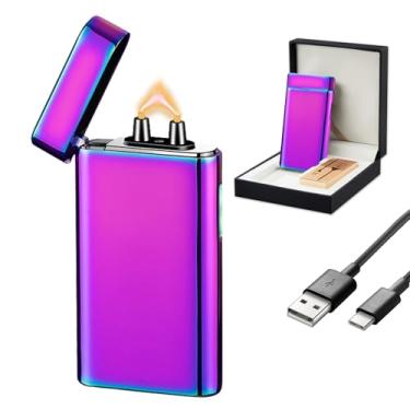 Imagem de SKRFIRE Isqueiro de arco de plasma de alta potência – Isqueiro elétrico à prova de vento recarregável por USB com lanterna multimodo, exibição de bateria digital, perfeito para acampamento, churrasco