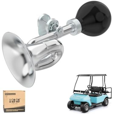 Imagem de 10L0L Buzina de bugle de carrinho de golfe, buzina de caracol cromada retrô para Yamaha, EZGO, Club Car | Buzina de segurança alta e clássica | Ajuste universal para carrinhos de golfe, bicicletas